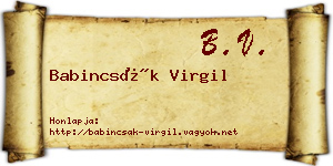 Babincsák Virgil névjegykártya